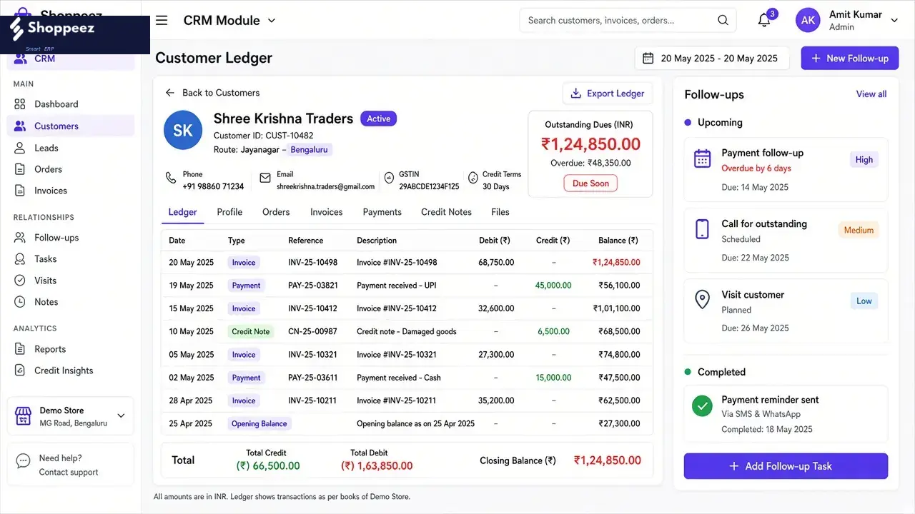 Shoppeez CRM module preview